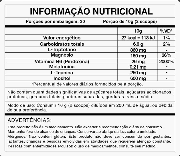 Sono de Princesa - Informação Nutricional